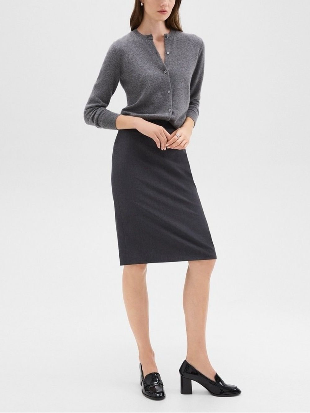 Theory Good Wool Gray Merino Wool Pencil Skirt Office Career Knee Length Size 18